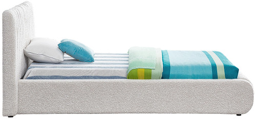 NashCream-T Nash Collection Modern | Contemporary Boucle Fabric Upholstered Twin Bed with Rich Cream Boucle Fabric and Deep Channel Tufting, 53" W x 86" D x 38" H, Cream, Twin