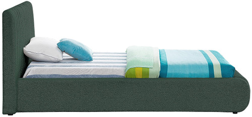 NashGreen-T Nash Collection Modern | Contemporary Boucle Fabric Upholstered Twin Bed with Rich Green Boucle Fabric and Deep Channel Tufting, 53" W x 86" D x 38" H, Green, Twin