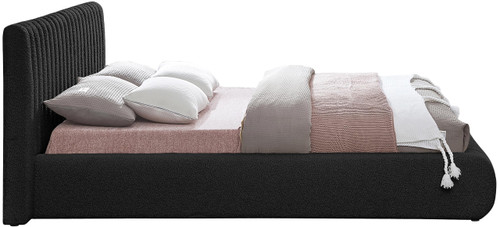 NashBlack-F Nash Collection Modern | Contemporary Boucle Fabric Upholstered Full Bed with Rich Black Boucle Fabric and Deep Channel Tufting, 68" W x 86" D x 38" H, Black, Full