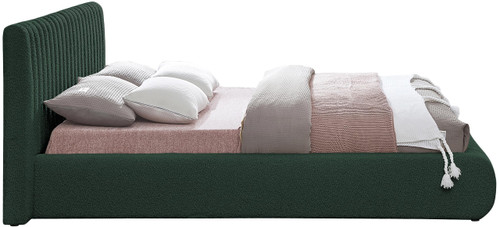 NashGreen-F Nash Collection Modern | Contemporary Boucle Fabric Upholstered Full Bed with Rich Green Boucle Fabric and Deep Channel Tufting, 68" W x 86" D x 38" H, Green, Full