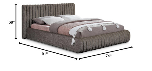 NashBrown-Q Nash Collection Modern | Contemporary Boucle Fabric Upholstered Queen Bed with Rich Brown Boucle Fabric and Deep Channel Tufting, 74" W x 91" D x 38" H, Brown, Queen