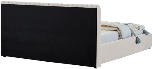 NicoCream-F Nico Collection Modern | Contemporary Velvet Upholstered Full Bed with Rich Cream Velvet and Deep Channel Tufting, 68" W x 86" D x 38" H, Cream, Full