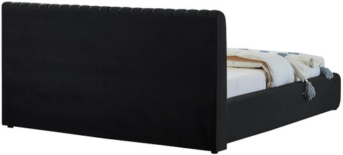 NicoBlack-Q Nico Collection Modern | Contemporary Velvet Upholstered Queen Bed with Rich Black Velvet and Deep Channel Tufting, 74" W x 91" D x 38" H, Black, Queen