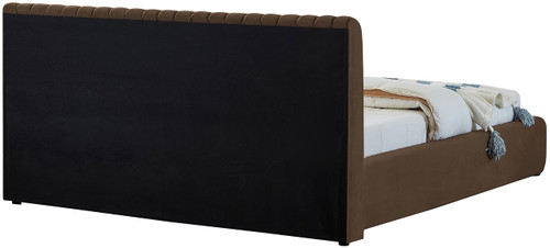 NicoBrown-K Nico Collection Modern | Contemporary Velvet Upholstered King Bed with Rich Brown Velvet and Deep Channel Tufting, 89" W x 91" D x 38" H, Brown, King