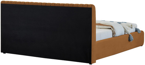 NicoSaddle-K Nico Collection Modern | Contemporary Velvet Upholstered King Bed with Rich Saddle Velvet and Deep Channel Tufting, 89" W x 91" D x 38" H, Saddle, King