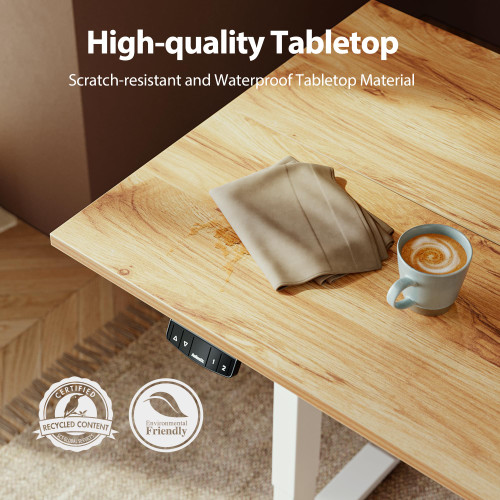 55*24 Inch Height Adjustable Electric Standing Desk, Light Brown
