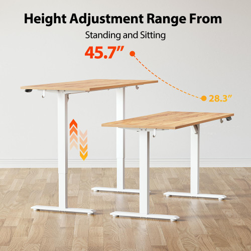 55*24 Inch Height Adjustable Electric Standing Desk, Light Brown