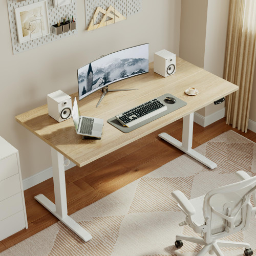 55 * 24 Inch Height Adjustable Electric Standing Desk, Maple