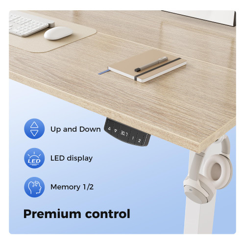 55 * 24 Inch Height Adjustable Electric Standing Desk, Maple