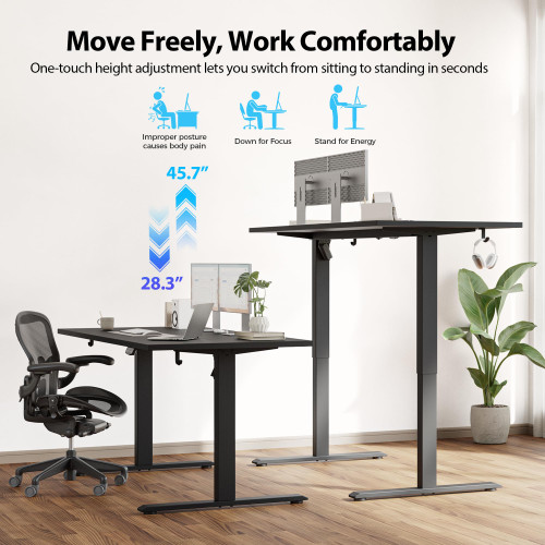 55 * 28 Inch Height Adjustable Electric Standing Desk, Black