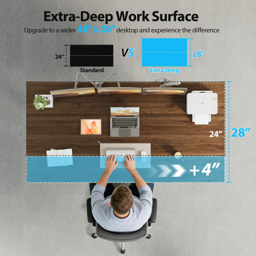 55*28 Inch Height Adjustable Electric Standing Desk, Dark Walnut