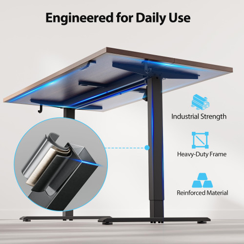 55*28 Inch Height Adjustable Electric Standing Desk, Dark Walnut