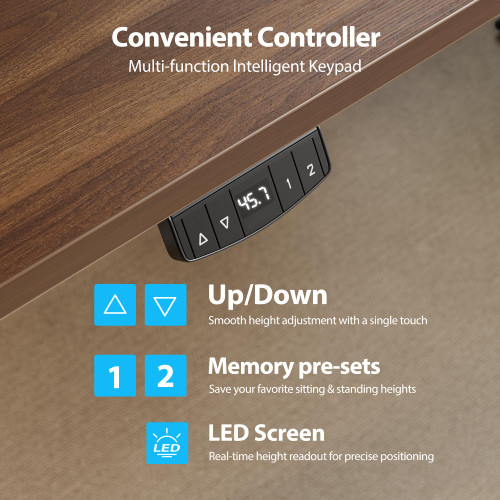 55*28 Inch Height Adjustable Electric Standing Desk, Dark Walnut