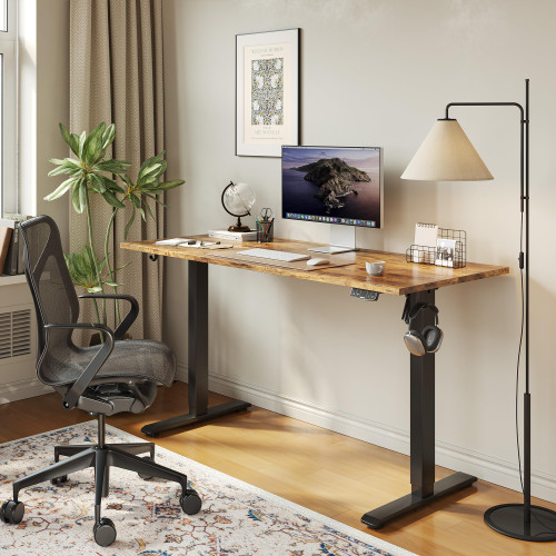 60*24 Inch Height Adjustable Electric Standing Desk, Rustic Brown
