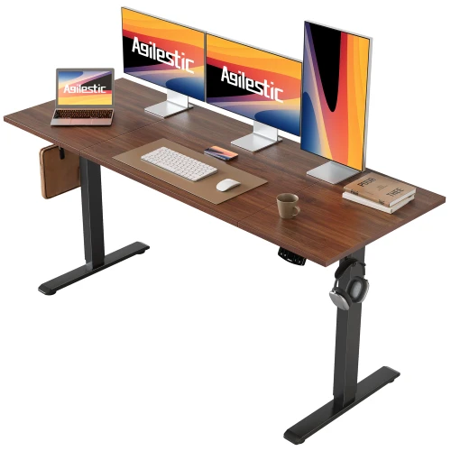 60*24 Inch Height Adjustable Electric Standing Desk, Dark Walnut