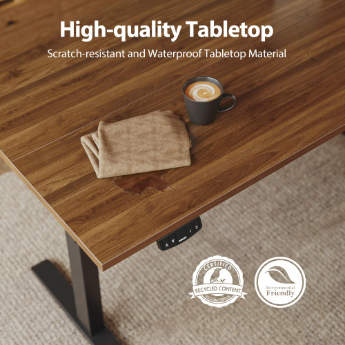 60*24 Inch Height Adjustable Electric Standing Desk, Dark Walnut