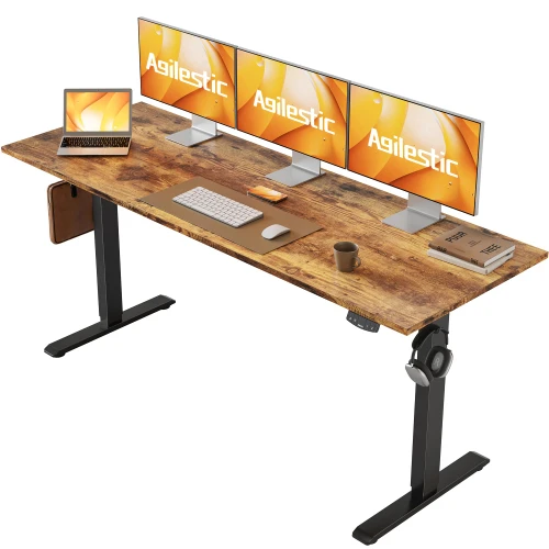 63*24 Inch Height Adjustable Electric Standing Desk, Rustic Brown