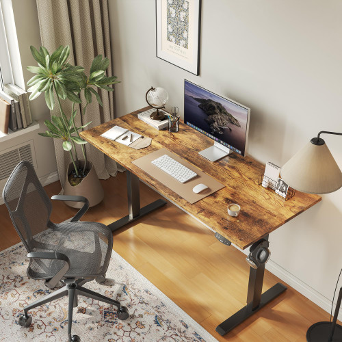 63*24 Inch Height Adjustable Electric Standing Desk, Rustic Brown