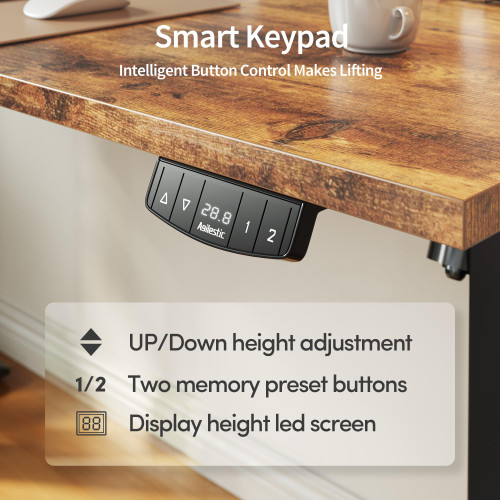 63*24 Inch Height Adjustable Electric Standing Desk, Rustic Brown