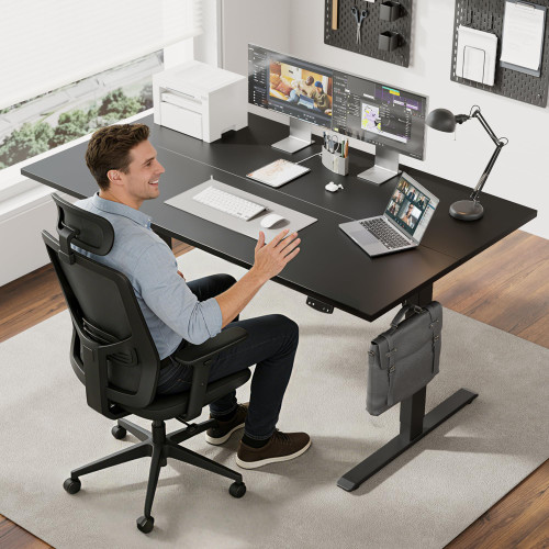 63 * 28 Inch Height Adjustable Electric Standing Desk, Black