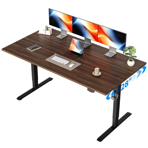 63*28 Inch Height Adjustable Electric Standing Desk, Dark Walnut