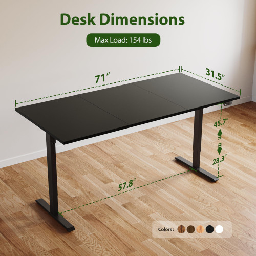 71 * 32 Inch Height Adjustable Electric Standing Desk, Black