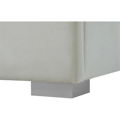 NoraCream-Q Nora Collection Modern | Contemporary Velvet Upholstered Bed with Deep Channel Tufting and Both Gold and Chrome Legs Included, 66" W x 87.4" D x 56.6" H, Cream, Queen