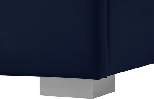 NoraNavy-K Nora Collection Modern | Contemporary Velvet Upholstered Bed with Deep Channel Tufting and Both Gold and Chrome Legs Included, 81.7" W x 87.4" D x 56.6" H, Navy, King