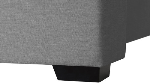 OxfordGrey-T Oxford Collection Mid-Century Modern Linen Textured Fabric Upholstered Bed with Wing Back Headboard and Espresso Wood Legs, 47.5" W x 81.5" D x 53" H, Grey, Twin