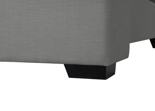 OxfordGrey-F Oxford Collection Mid-Century Modern Linen Textured Fabric Upholstered Bed with Wing Back Headboard and Espresso Wood Legs, 63" W x 81.5" D x 53" H, Grey, Full