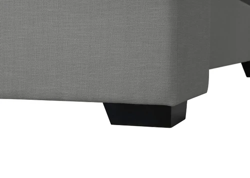 OxfordGrey-K Oxford Collection Mid-Century Modern Linen Textured Fabric Upholstered Bed with Wing Back Headboard and Espresso Wood Legs, 85" W x 87" D x 53" H, Grey, King