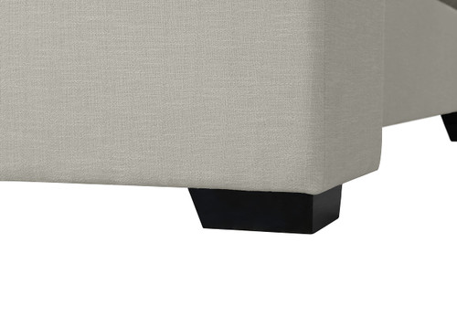 OxfordBeige-K Oxford Collection Mid-Century Modern Linen Textured Fabric Upholstered Bed with Wing Back Headboard and Espresso Wood Legs, 85" W x 87" D x 53" H, Beige, King