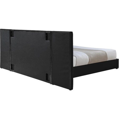PabloBlack-Q Pablo Collection Modern | Contemporary Velvet Upholstered Bed with Deep Channel Tufting and Sturdy Chrome Metal Legs, Black, Queen, 103" W x 85.5" D x 41.5" H