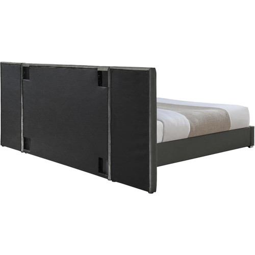 PabloGrey-Q Pablo Collection Modern | Contemporary Velvet Upholstered Bed with Deep Channel Tufting and Sturdy Chrome Metal Legs, Grey, Queen, 103" W x 85.5" D x 41.5" H