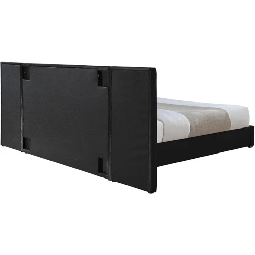 PabloBlack-K Pablo Collection Modern | Contemporary Velvet Upholstered Bed with Deep Channel Tufting and Sturdy Chrome Metal Legs, Black, King, 119.5" W x 85.5" D x 41.5" H