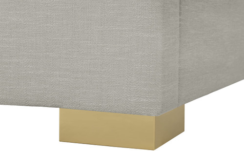 PierceBeige-F Pierce Collection Mid-Century Modern Linen Textured Fabric Upholstered Bed with Deep Channel Tufted Headboard, 61" W x 83.5" D x 54" H, Beige, Full