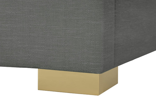 PierceGrey-F Pierce Collection Mid-Century Modern Linen Textured Fabric Upholstered Bed with Deep Channel Tufted Headboard, 61" W x 83.5" D x 54" H, Grey, Full