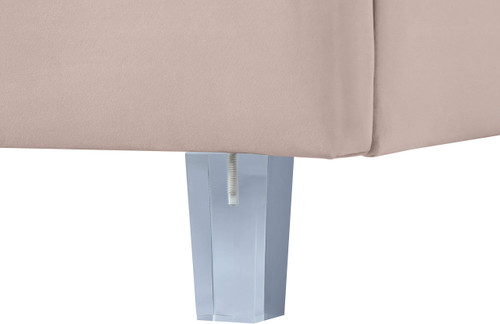RainbowPink-T Rainbow Collection Modern | Contemporary Velvet Upholstered Bed with Deep Channel Tufting and Thick Acrylic Legs, 44.25" W x 82" D x 59.5" H, Pink, Twin