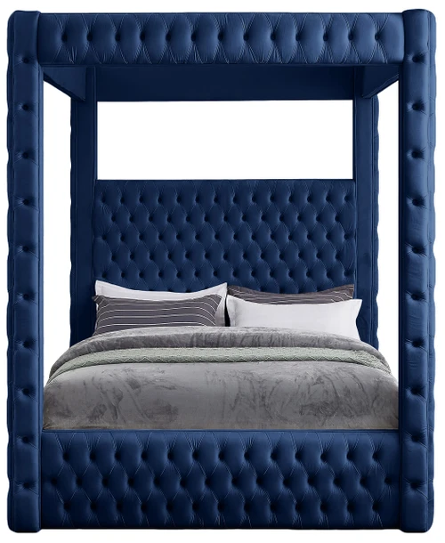 Royal Navy Velvet Queen Bed