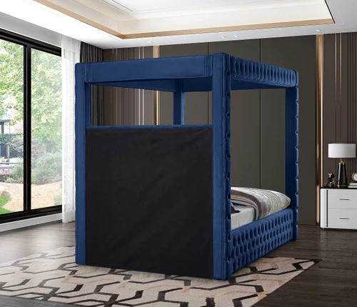 Royal Navy Velvet Queen Bed