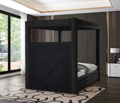 Royal Black Velvet Queen Bed