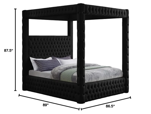 Royal Black Velvet King Bed