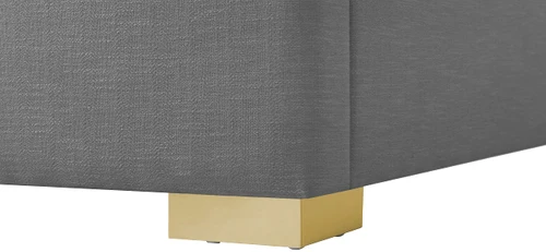 RoyceGrey-K Royce Collection Mid-Century Modern Linen Textured Fabric Upholstered Bed with Wing Back Headboard, 83.5" W x 90" D x 54.5" H, Grey, King