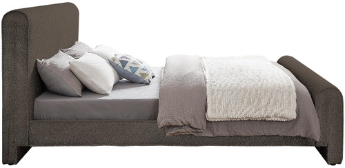StylusBrown-F Stylus Collection Modern | Contemporary Boucle Fabric Full Bed with Rich Brown Boucle Fabric, Curved Headboard and Footboard, 59.5" W x 92" D x 45" H, Brown, Full