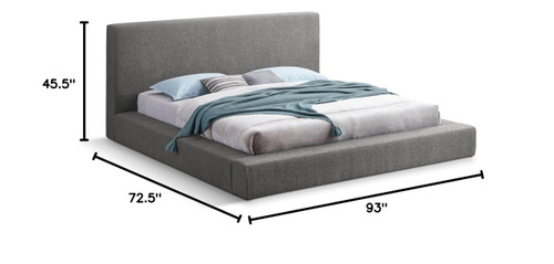 TerraGrey-F Terra Collection Modern Contemporary Full Bed with Rich Cream Boucle Fabric and 8.5" Thick Side Rails and Footboard, 72.5" W x 93" D x 45.5" H, Grey, Full