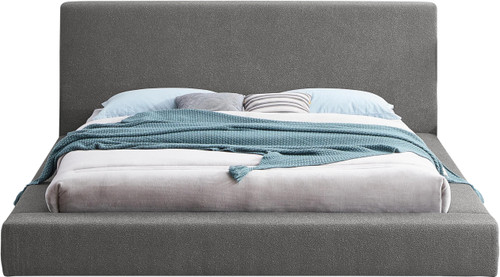 TerraGrey-F Terra Collection Modern Contemporary Full Bed with Rich Cream Boucle Fabric and 8.5" Thick Side Rails and Footboard, 72.5" W x 93" D x 45.5" H, Grey, Full