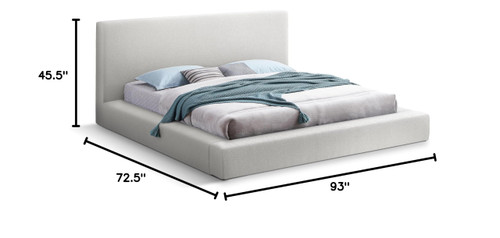 TerraCream-F Terra Collection Modern Contemporary Full Bed with Rich Black Boucle Fabric and 8.5" Thick Side Rails and Footboard, 72.5" W x 93" D x 45.5" H, Cream, Full