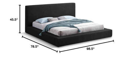 TerraBlack-Q Terra Collection Modern Contemporary Queen Bed with Rich Black Boucle Fabric and 8.5" Thick Side Rails and Footboard, 78.5" W x 98.5" D x 45.5" H, Black, Queen