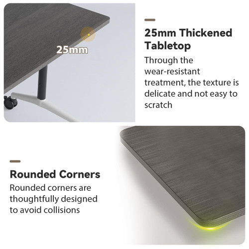 Conference Table,Folding Conference Room Tables with Wheels, 6ft Modular Training Tables for Office/Classroom/Meeting, Lockable 360° Silent Wheels＆Space Saving Stackable, Gray Finish, 2 Pack