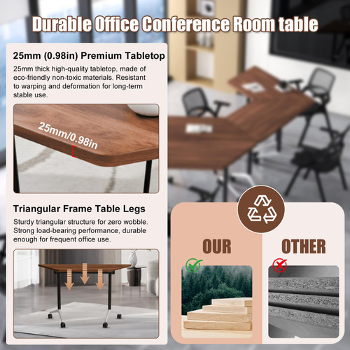Folding Conference Table, 4 Pack Modern Flip Top Mobile Training Tables